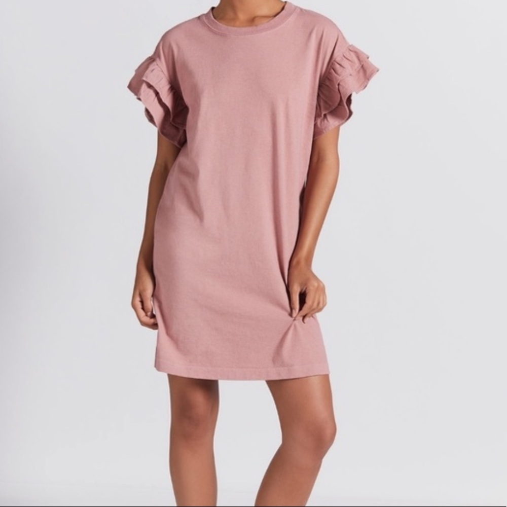 Current/Elliott T Shirt Dress Ruffles Pink